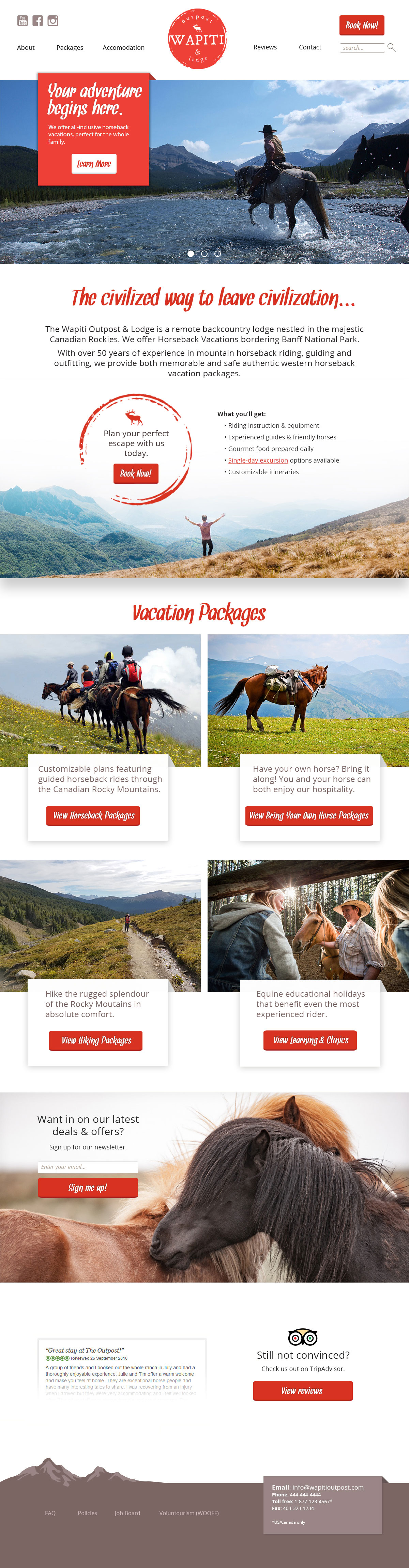 Wapiti Outpost & Lodge - home page design